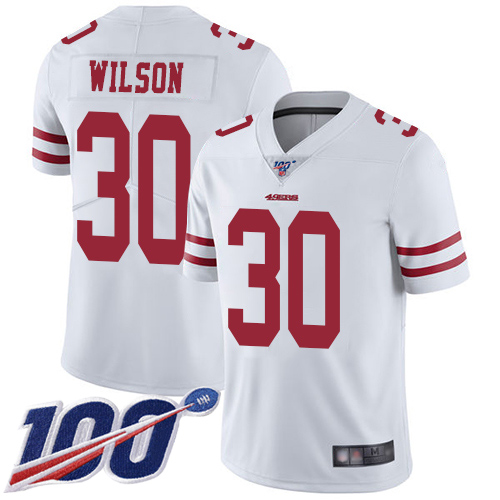 San Francisco 49ers Limited White Men Jeff Wilson Road NFL Jersey #30 100th Season Vapor Untouchable->san francisco 49ers->NFL Jersey